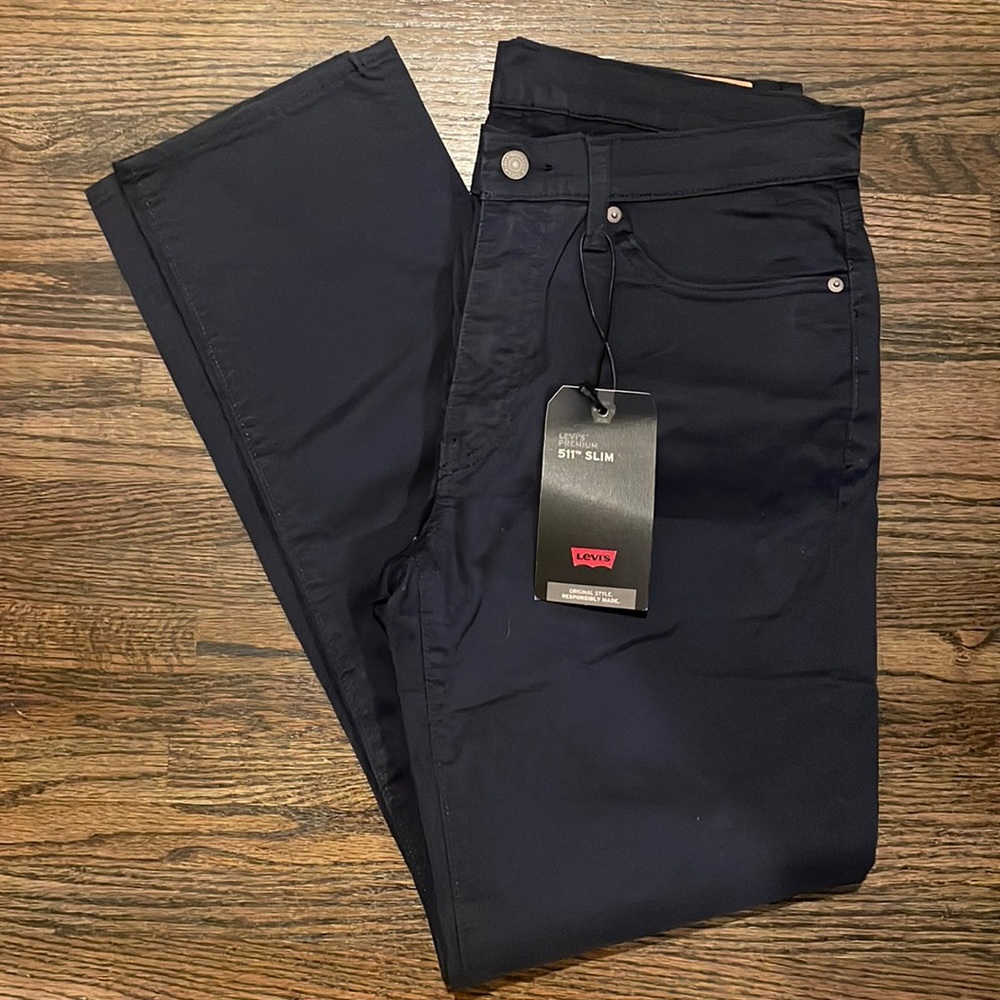 Levi’s 511 Slim Dark Navy Pants (Navy Suaded Satin)